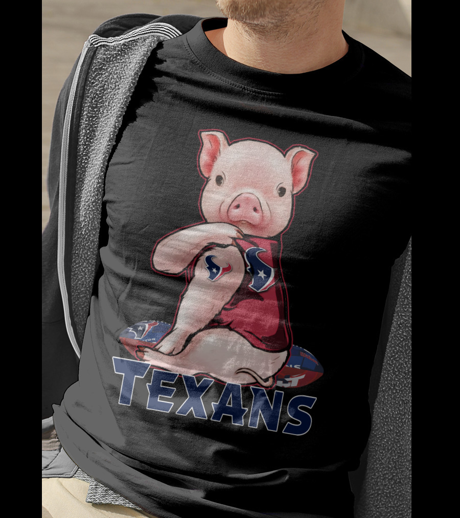 Texans Pig With Texans Logo And Football T-Shirt