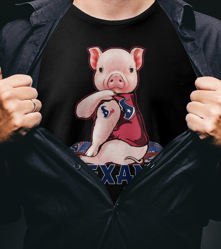 Texans Pig With Texans Logo And Football T-Shirt
