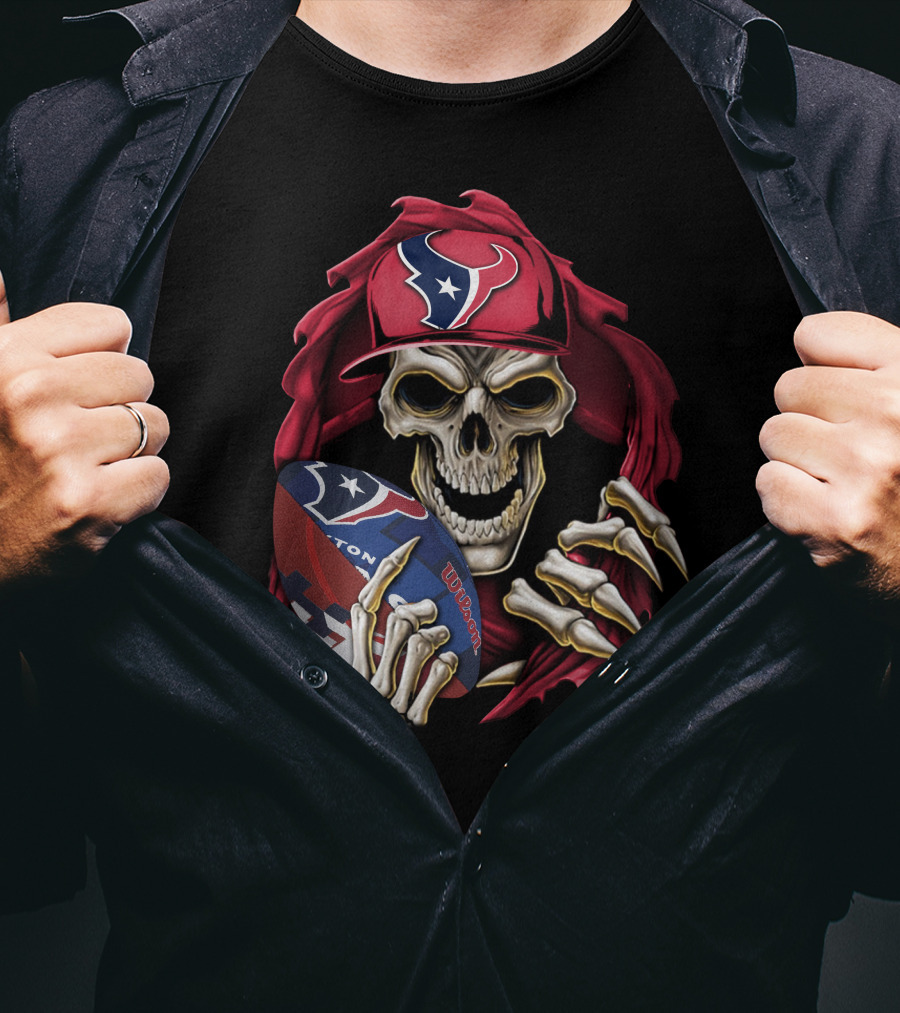 Skullbong Houston Texans Football Skeleton T-Shirt