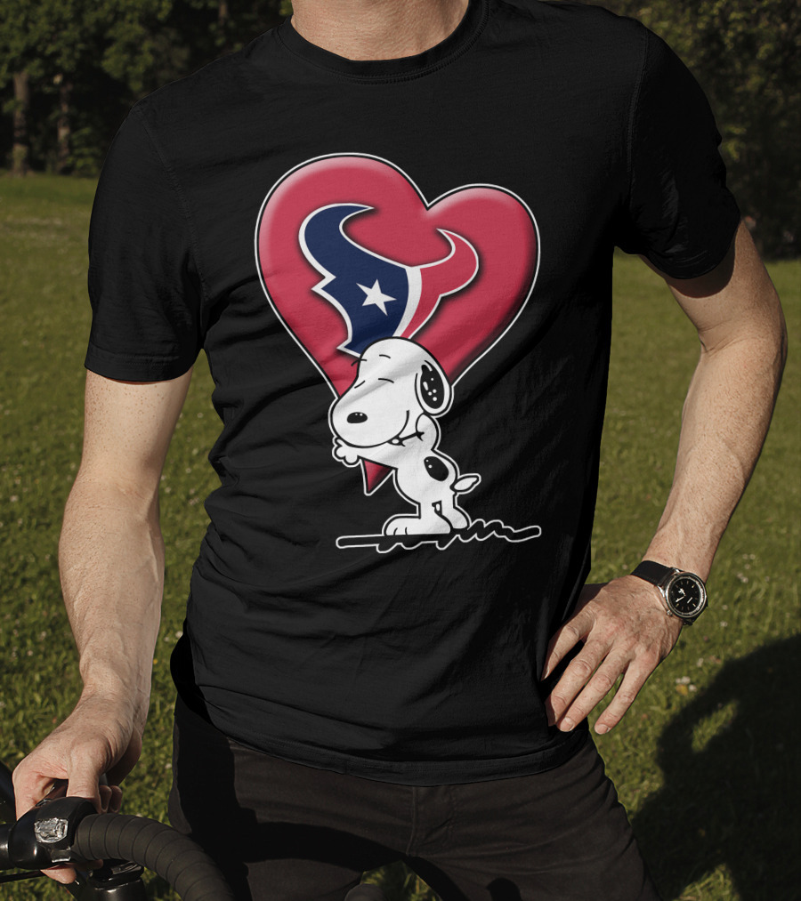 Snoopy Hugging Houston Texans Heart T-Shirt