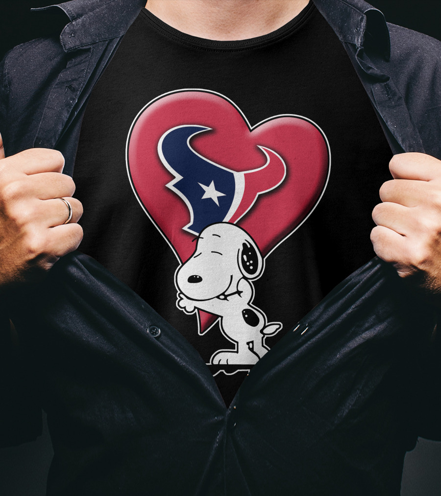 Snoopy Hugging Houston Texans Heart T-Shirt