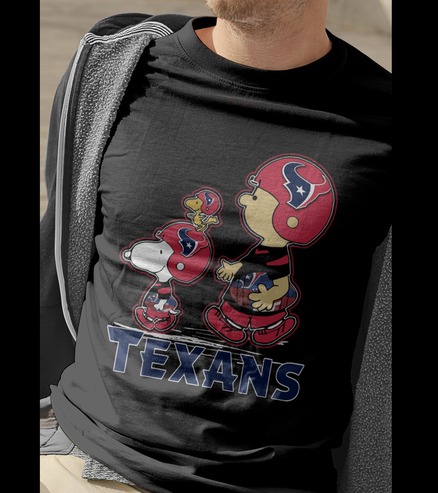 Snpfootball Texas Snoopy And Woodstock With Houston Texans Helmets And Football T-Shirt