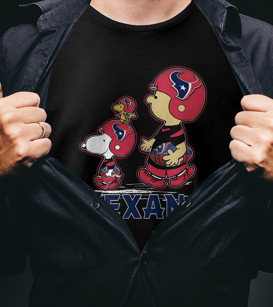 Snpfootball Texas Snoopy And Woodstock With Houston Texans Helmets And Football T-Shirt