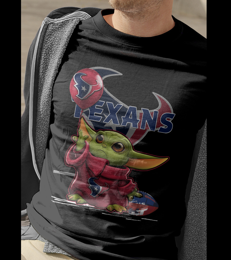 Yoda Houston Texans Balloon Football T-Shirt