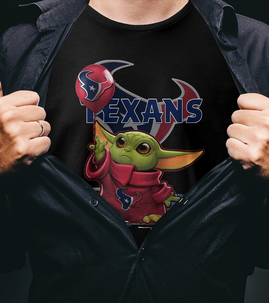 Yoda Houston Texans Balloon Football T-Shirt