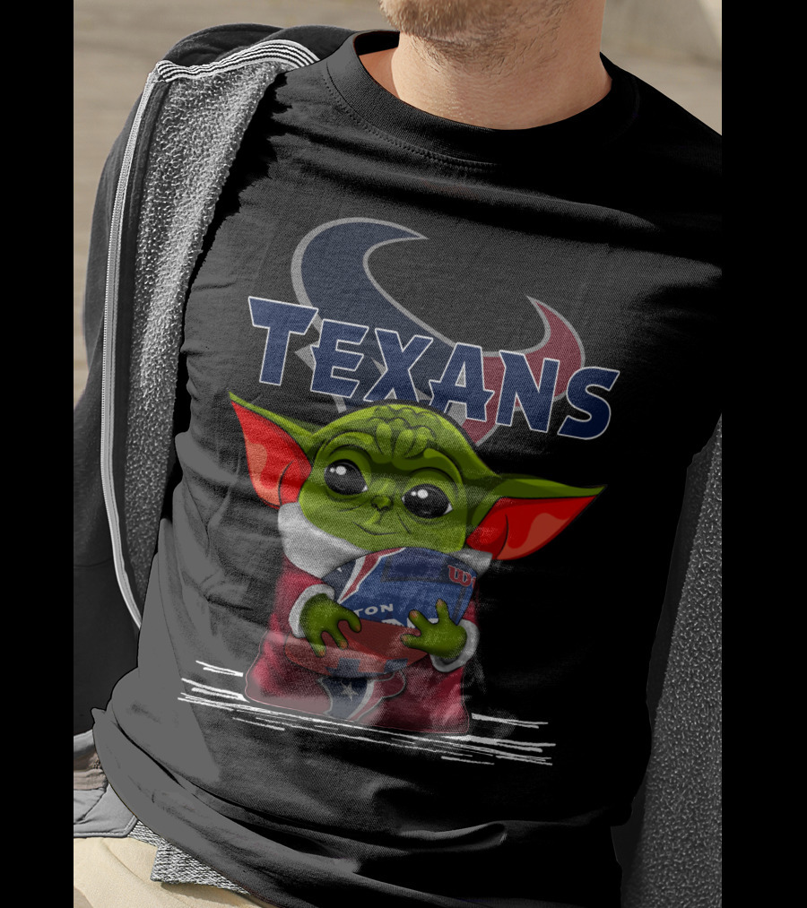 Houston Texans Yoda Holding Football T-Shirt