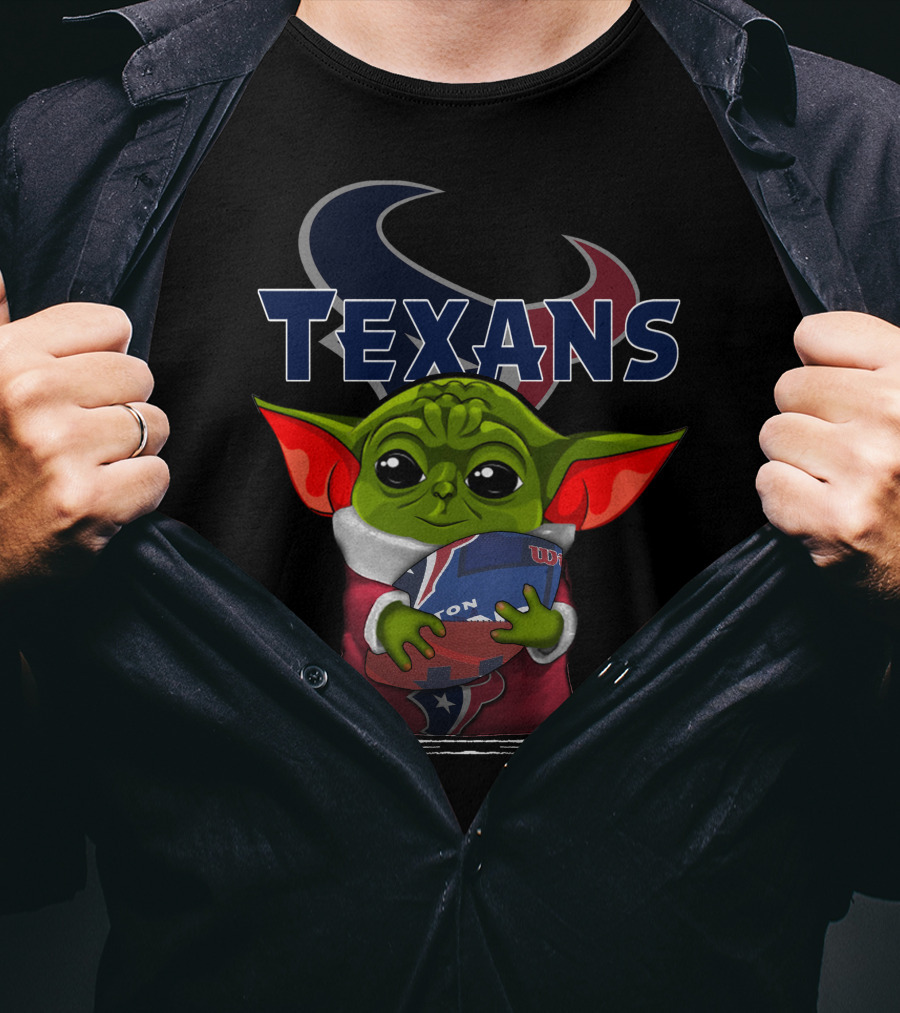 Houston Texans Yoda Holding Football T-Shirt