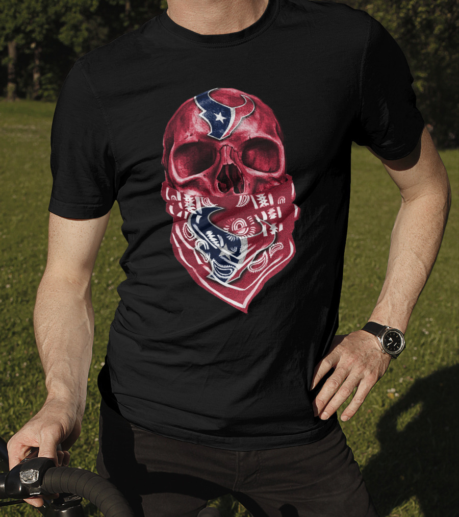 Skull With Houston Texans Bandana T-Shirt