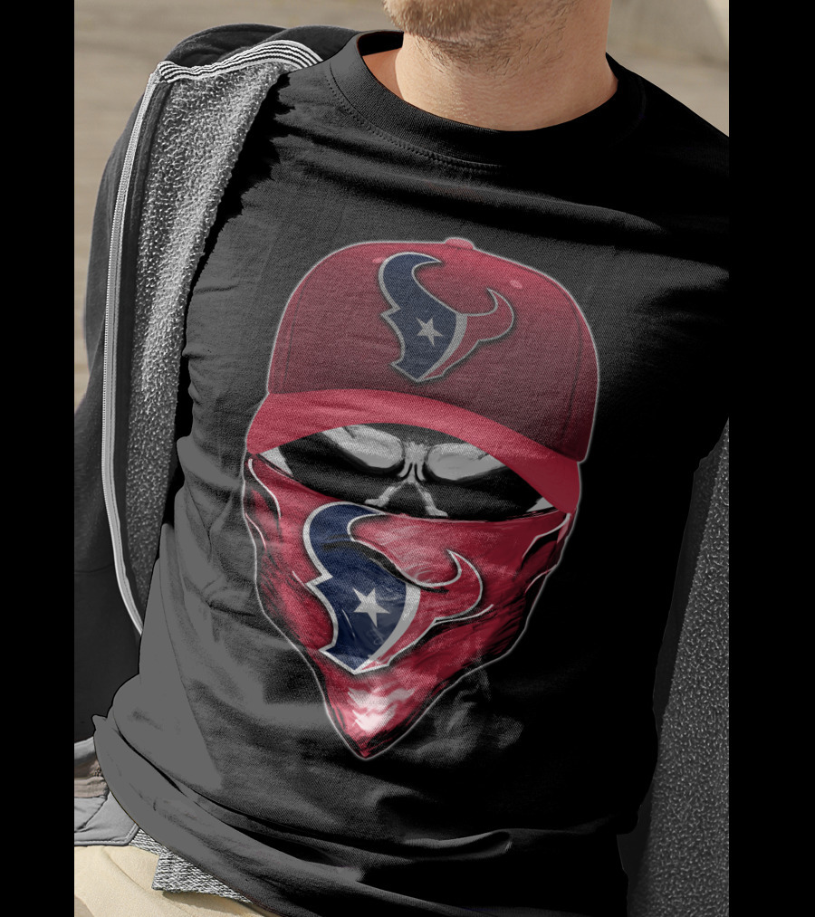 Houston Texans Skull Face Cap Bandana T-Shirt