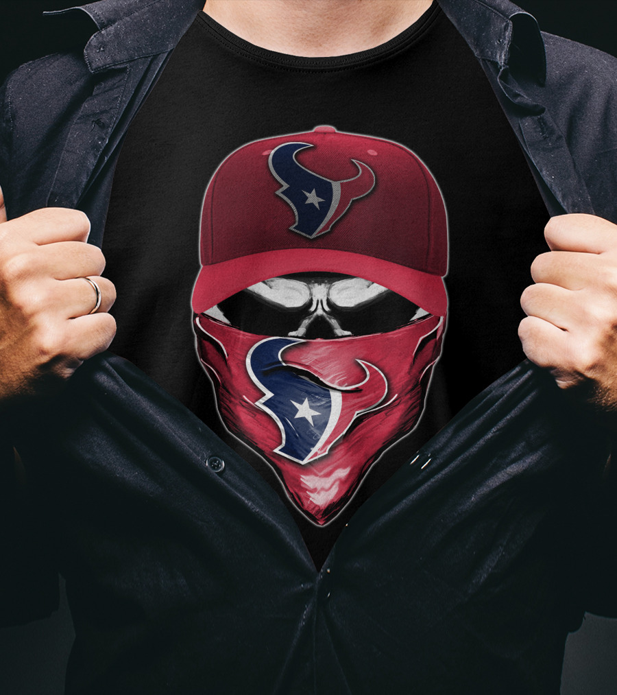 Houston Texans Skull Face Cap Bandana T-Shirt