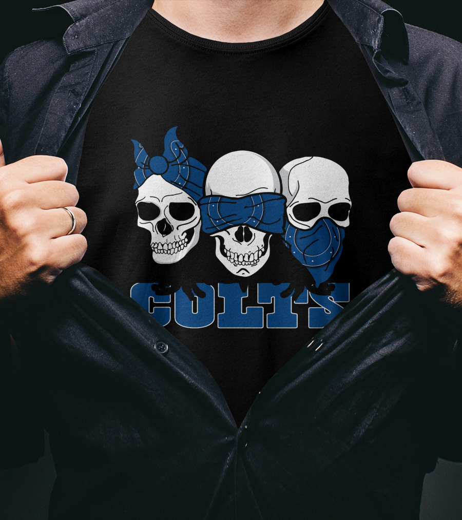 3 Skull Blue Bandana Colts T-Shirt