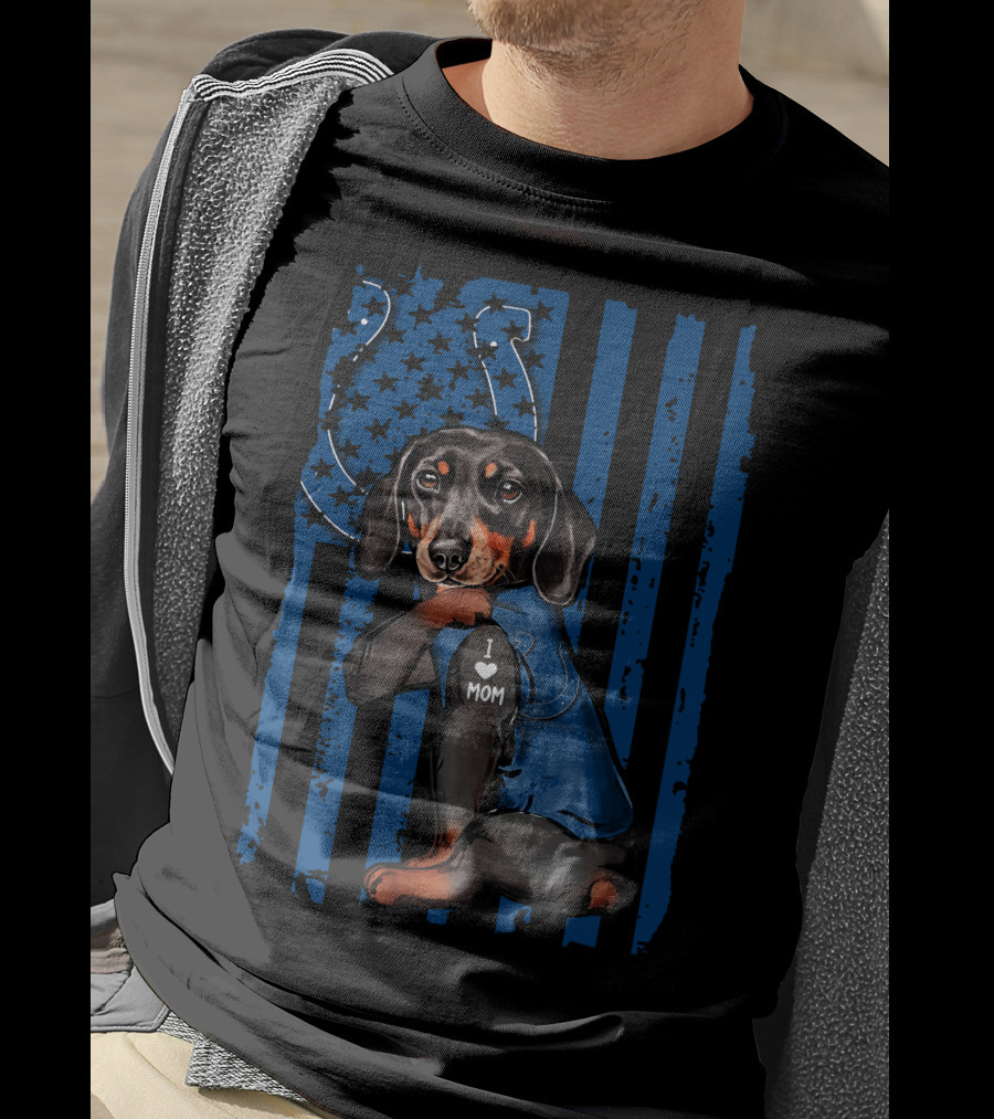 Dachshund I Love Mom Indianapolis Colts T-Shirt