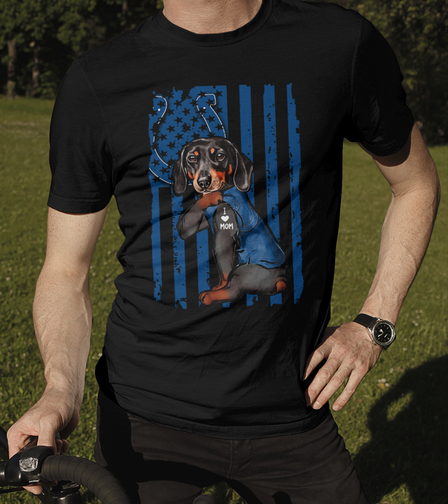 Dachshund I Love Mom Indianapolis Colts T-Shirt