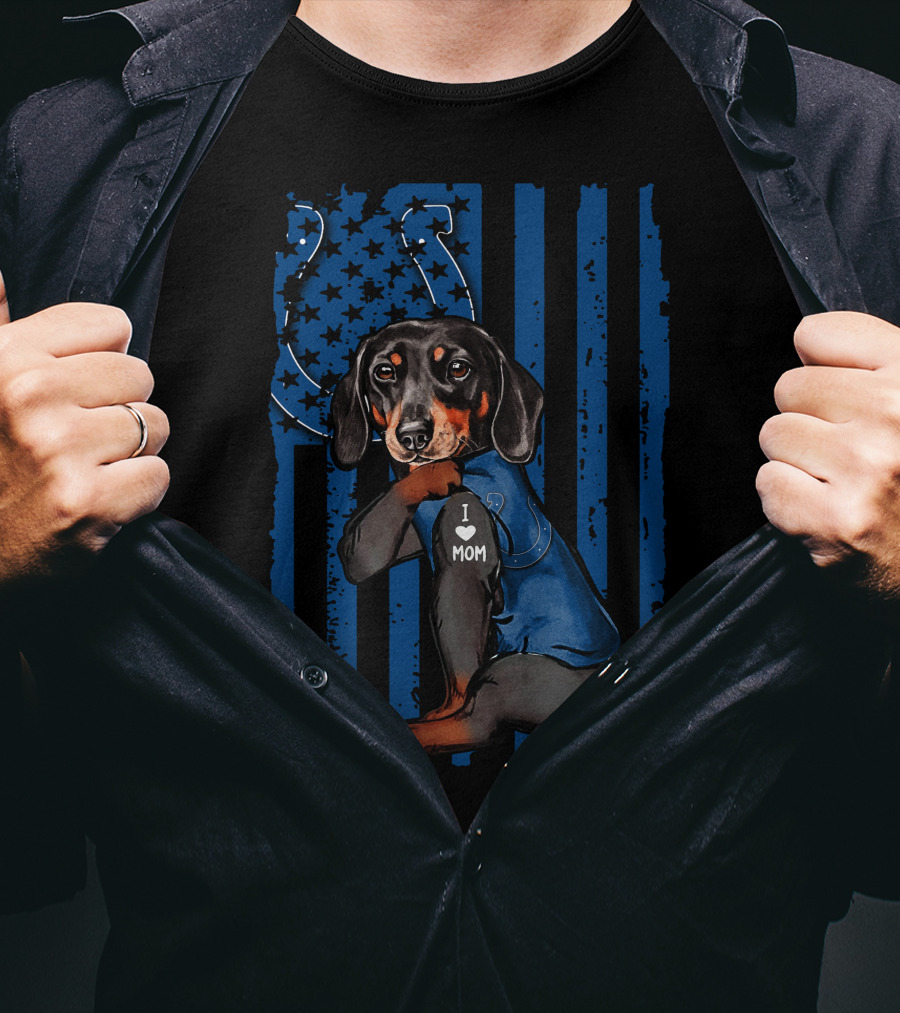 Dachshund I Love Mom Indianapolis Colts T-Shirt