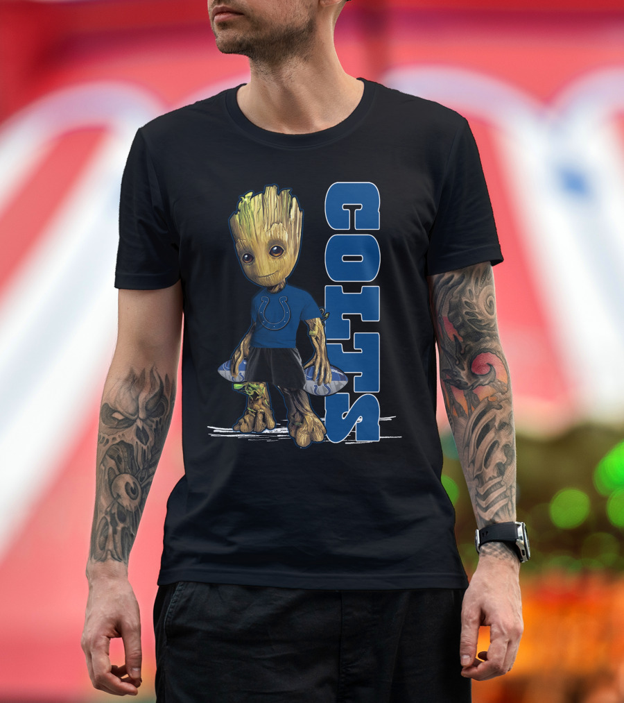 Groot Colts Football Fan with Indianapolis Colts T-Shirt