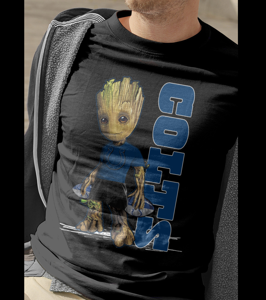 Groot Colts Football Fan With Indianapolis Colts T-Shirt