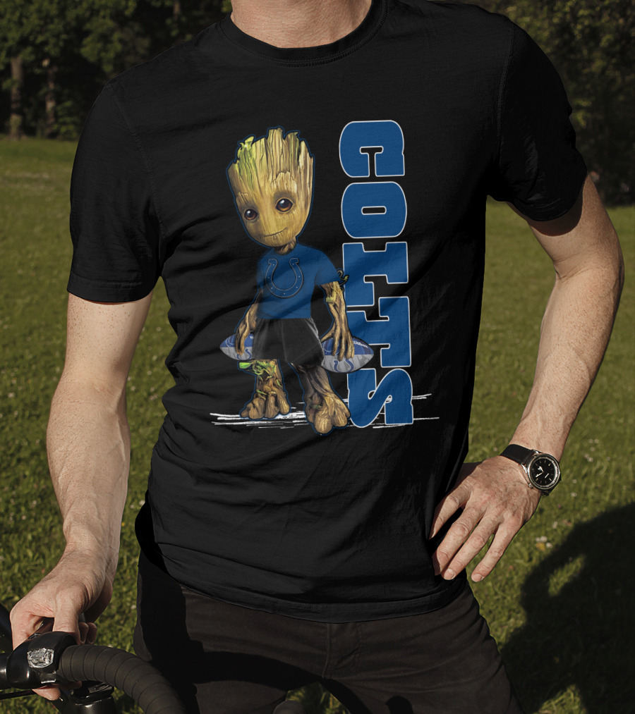 Groot Colts Football Fan With Indianapolis Colts T-Shirt