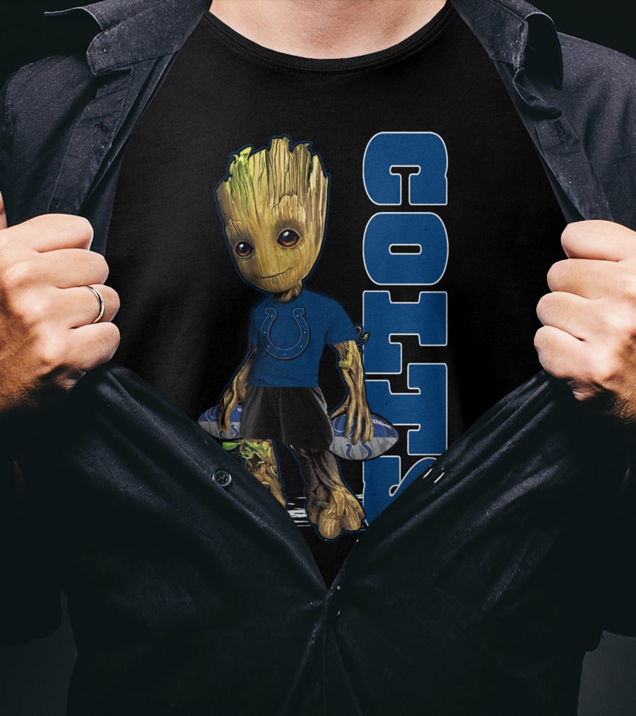 Groot Colts Football Fan With Indianapolis Colts T-Shirt