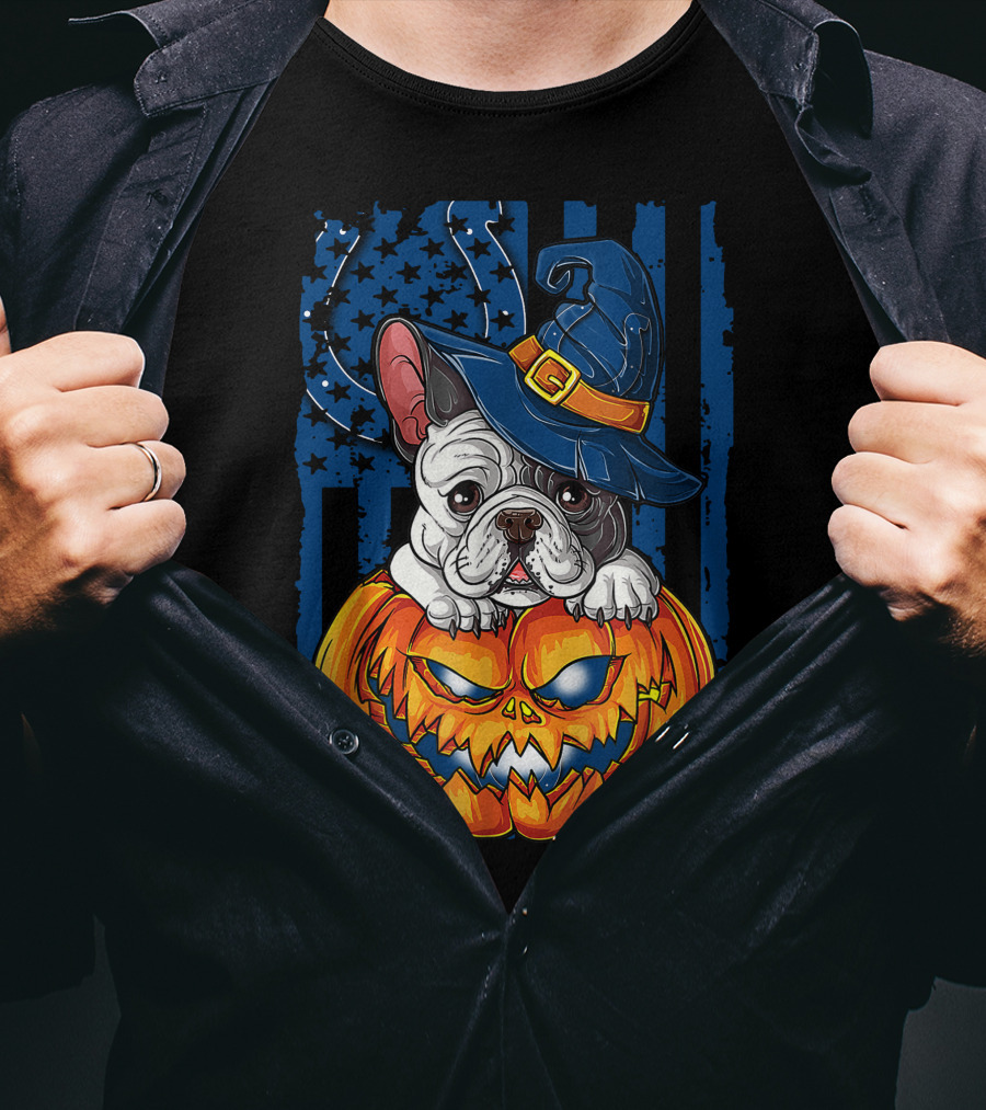 Hlw Halloween Bulldog Indianapolis Colts Pumpkin Magic T-Shirt