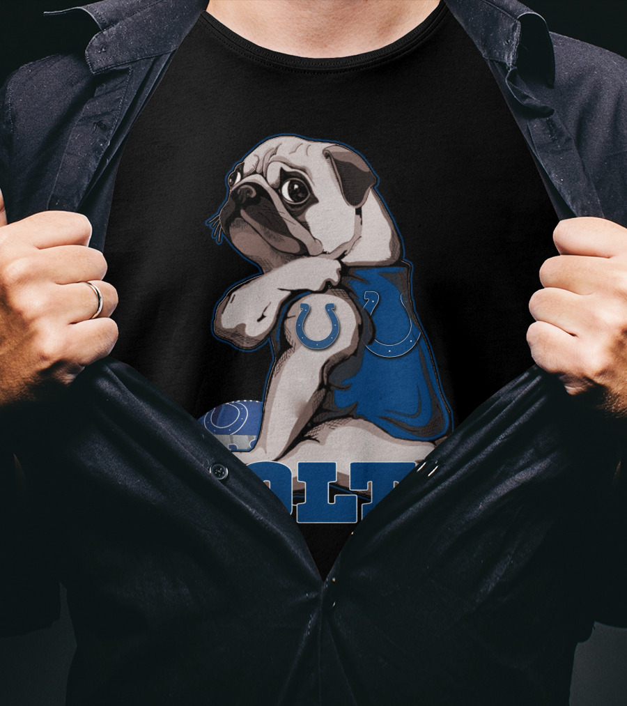 Colts Pug Football Fan Indianapolis T-Shirt