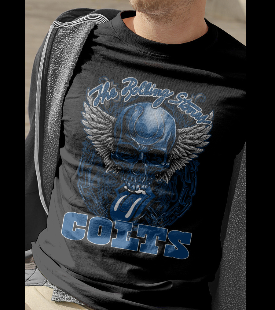 The Rolling Stones Indianapolis Colts Skull Winged Tongue T-Shirt