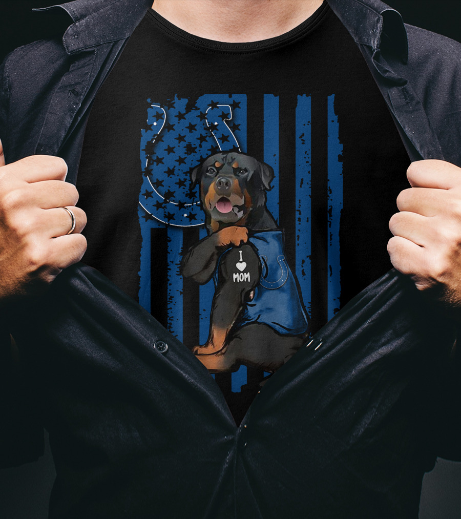 Indianapolis Colts Rottweiler I Love Mom T-Shirt