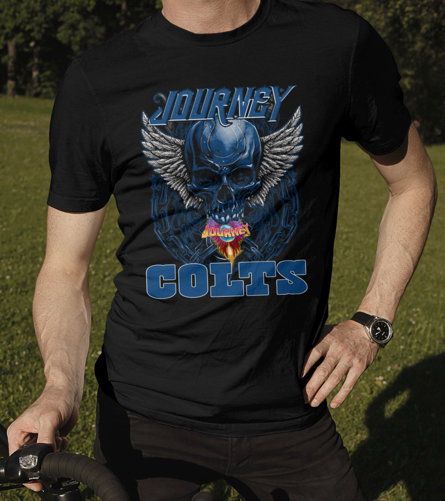 Journey Colts Skull Wings Chain Flame T-Shirt