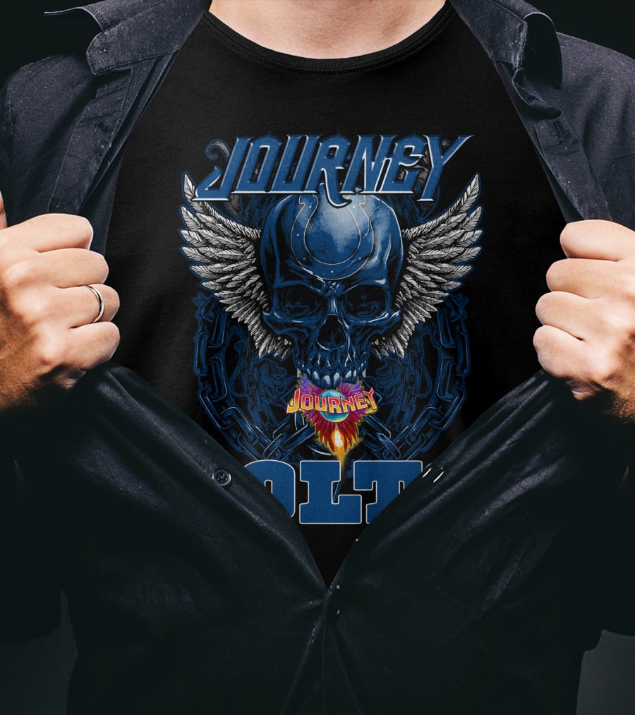 Journey Colts Skull Wings Chain Flame T-Shirt