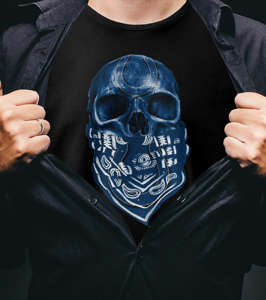 Indianapolis Colts Skull Bandana T-Shirt