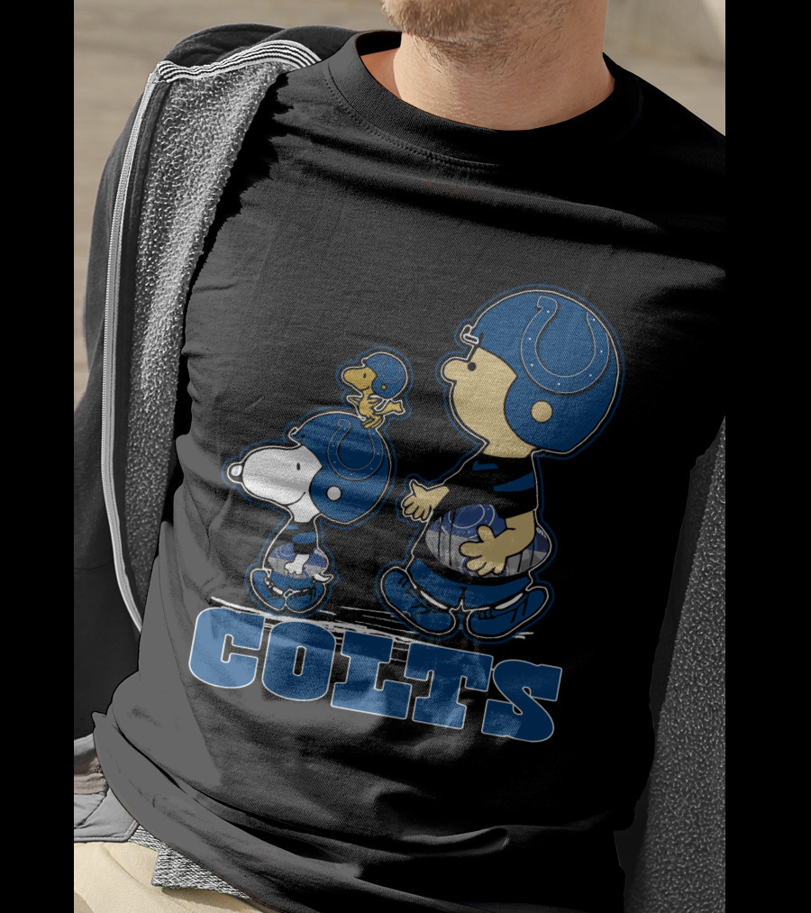 Peanuts Characters Wearing Indianapolis Colts Football Helmets Colts T-Shirt