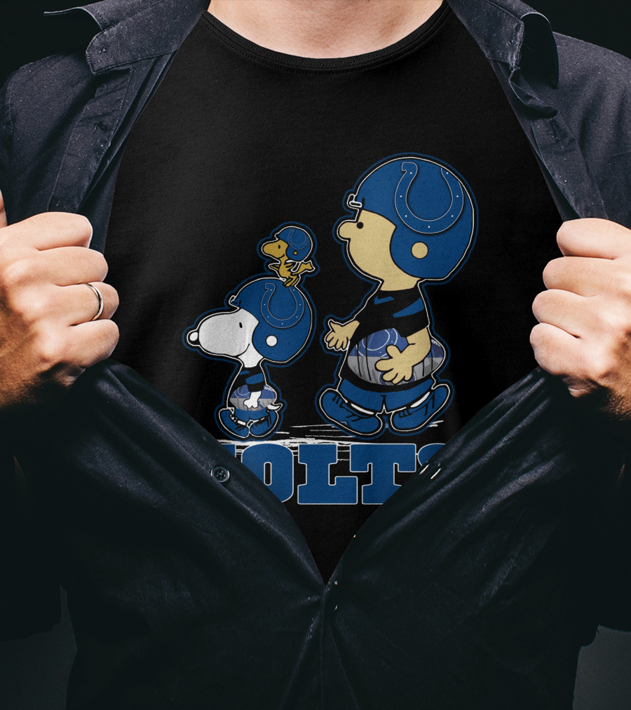 Peanuts Characters Wearing Indianapolis Colts Football Helmets Colts T-Shirt
