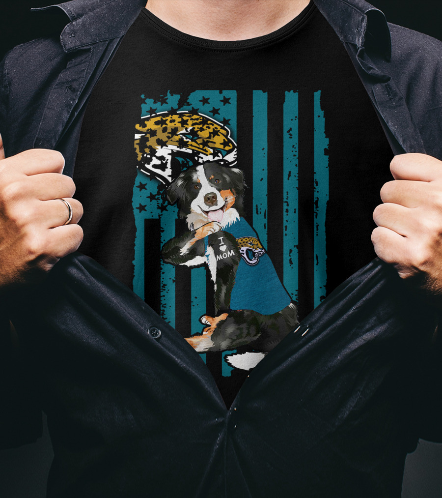 Border Collie I Mom Jacksonville Jaguars Flag T-Shirt