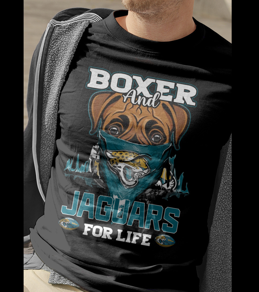 Boxer And Jaguars For Life Jacksonville Jaguars T-Shirt