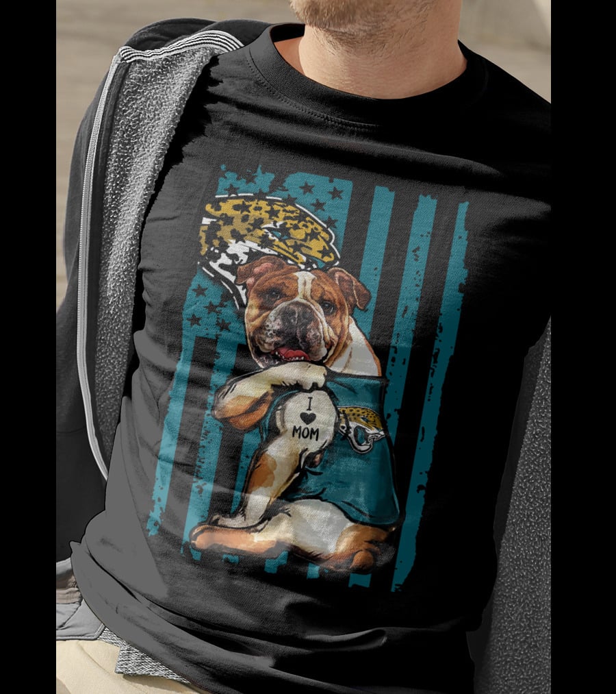 Bulldog I Love Mom Jacksonville Jaguars T-Shirt