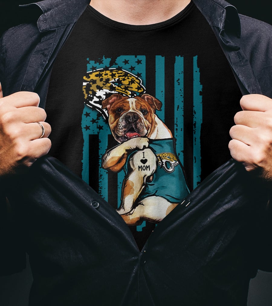 Bulldog I Love Mom Jacksonville Jaguars T-Shirt