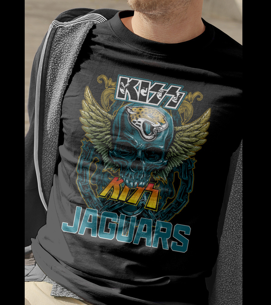 Kiss Jacksonville Jaguars Skull Wings T-Shirt