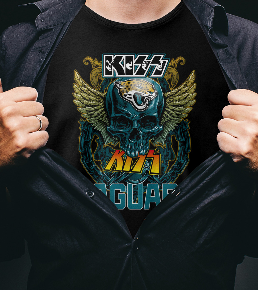 Kiss Jacksonville Jaguars Skull Wings T-Shirt