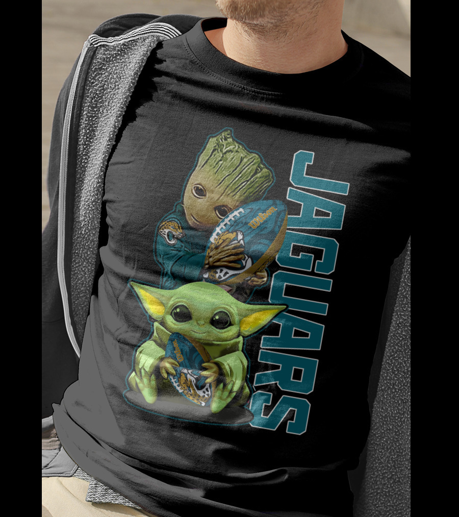 Grzd Jacksonville Jaguars Groot Baby Yoda Football T-Shirt
