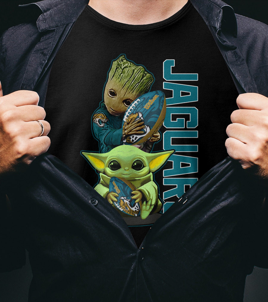 Grzd Jacksonville Jaguars Groot Baby Yoda Football T-Shirt