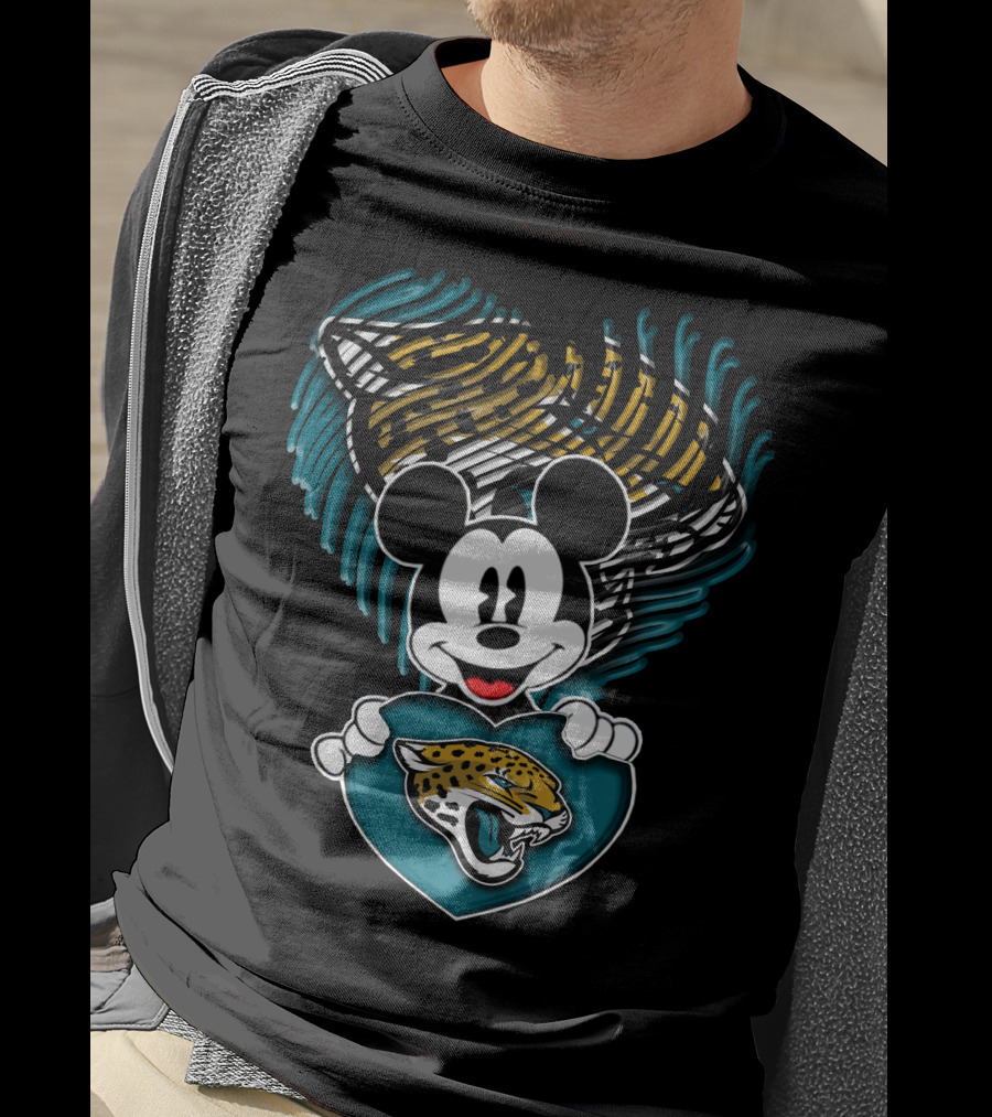 Mickey Mouse Jacksonville Jaguars Football Team Heart T-Shirt