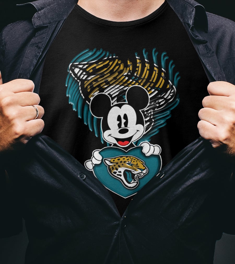 Mickey Mouse Jacksonville Jaguars Football Team Heart T-Shirt