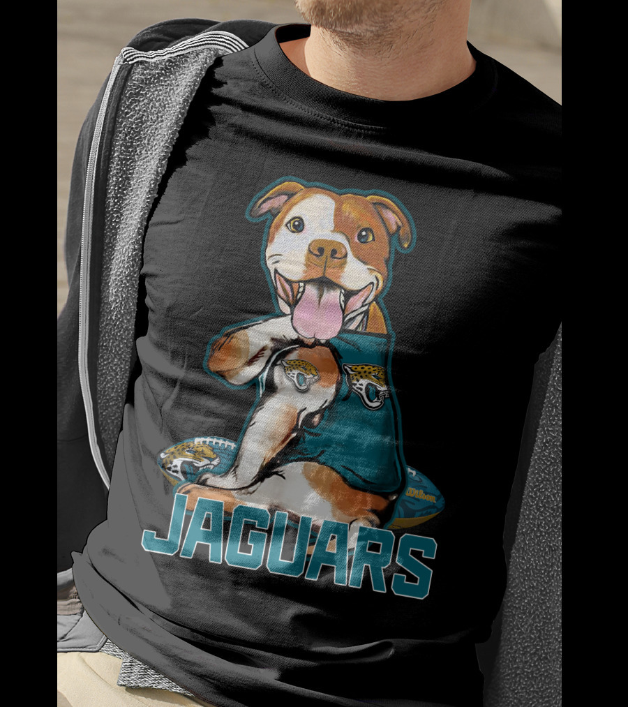 Jaguars Pitbull Mascot With Jacksonville Football T-Shirt