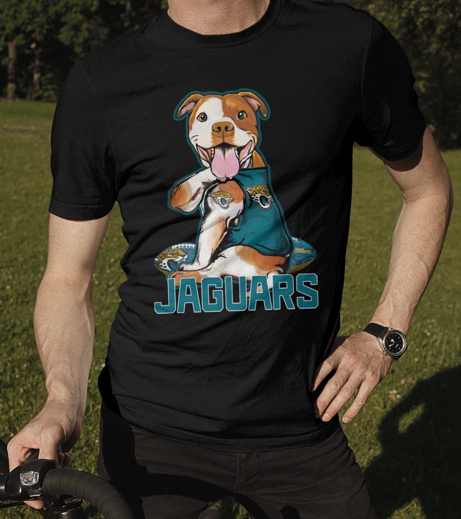 Jaguars Pitbull Mascot With Jacksonville Football T-Shirt