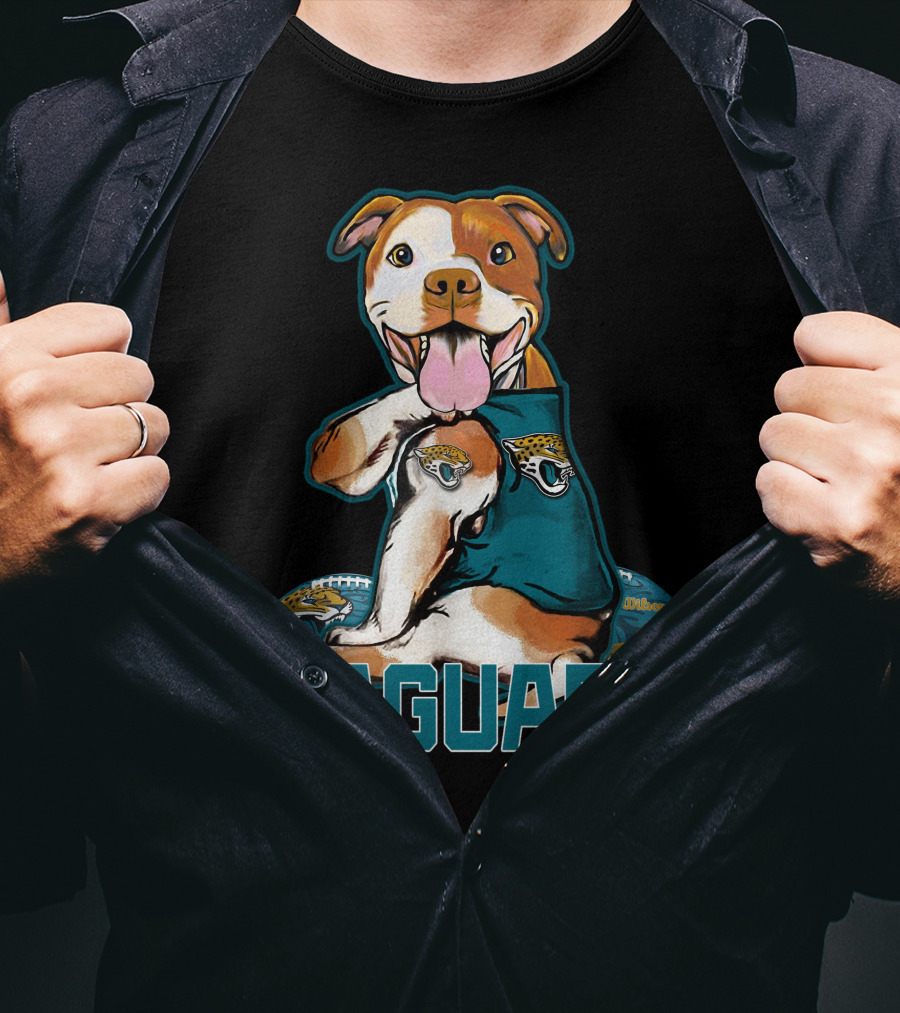 Jaguars Pitbull Mascot With Jacksonville Football T-Shirt