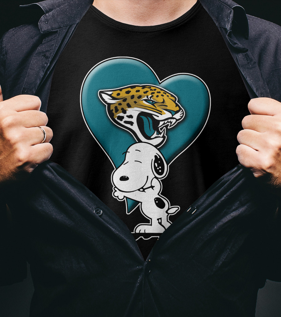 Snoopy Heart Embrace With Jacksonville Jaguars T-Shirt