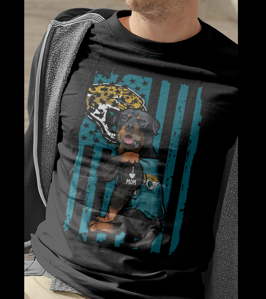 Rottweiler I Love Mom Jacksonville Jaguars Flag T-Shirt
