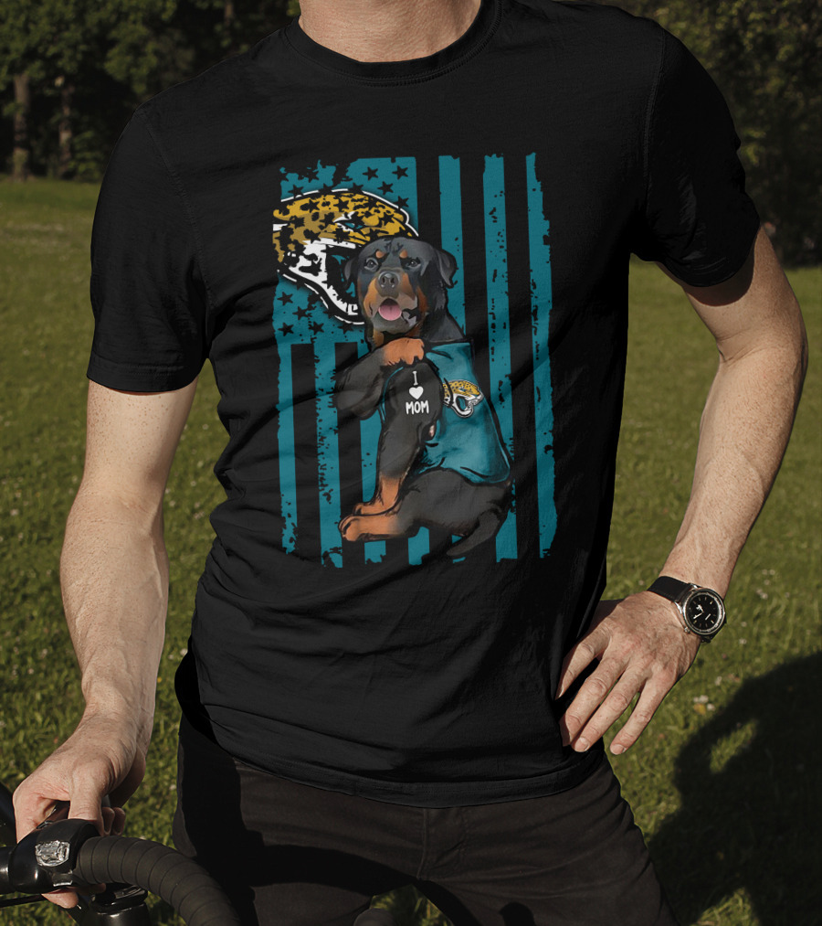 Rottweiler I Love Mom Jacksonville Jaguars Flag T-Shirt