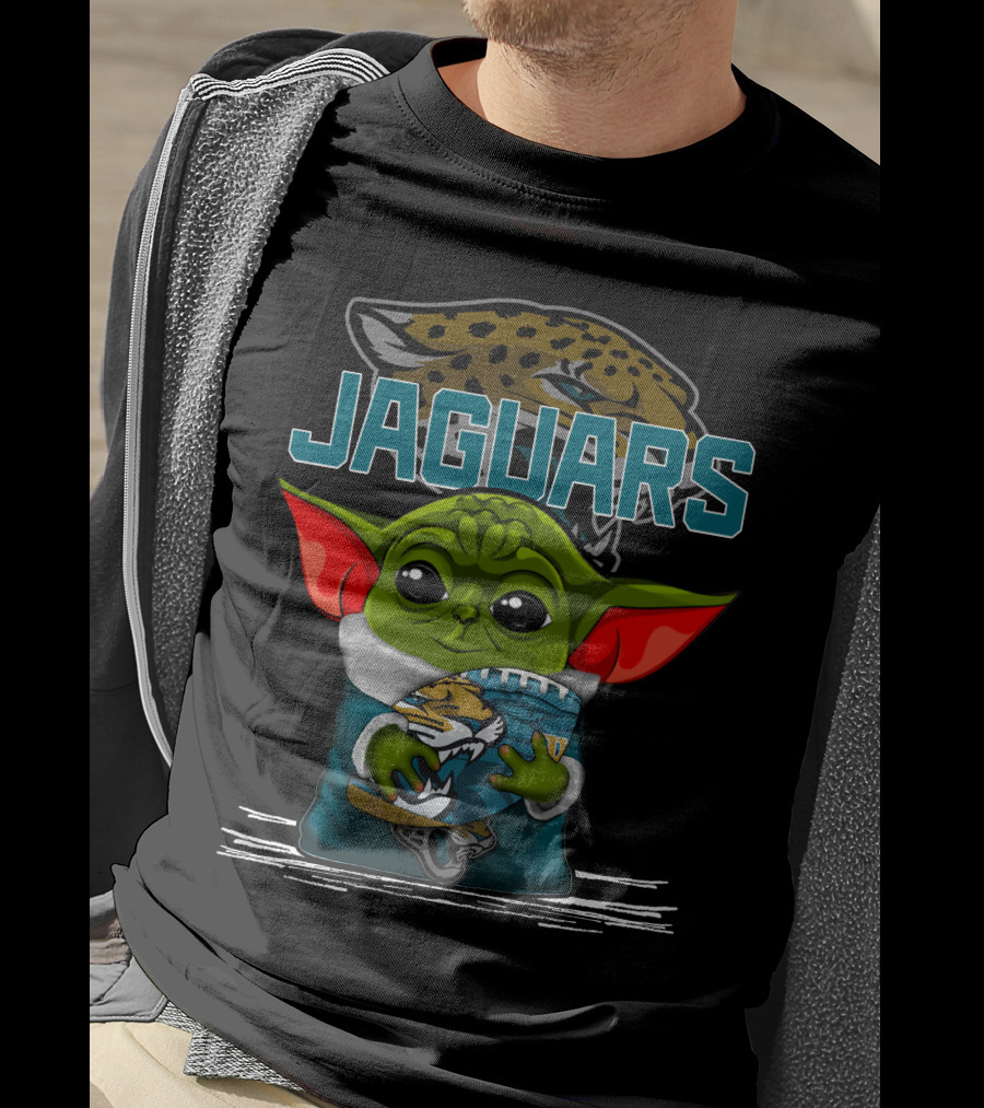 Jaguars Baby Yoda Holding Football Jacksonville Jaguars T-Shirt