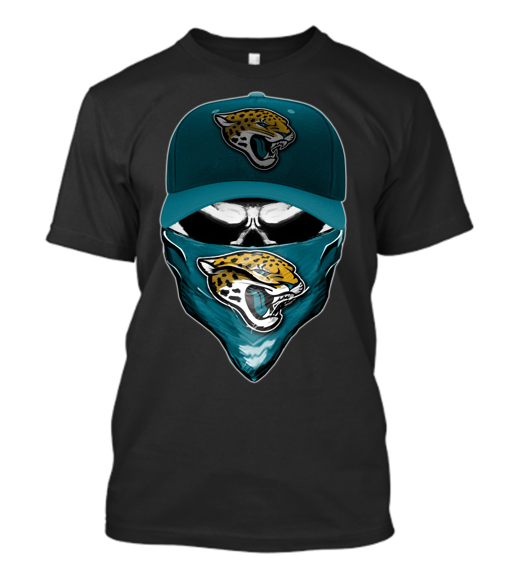 Skull With Jacksonville Jaguars Logo And Bandana T-Shirt