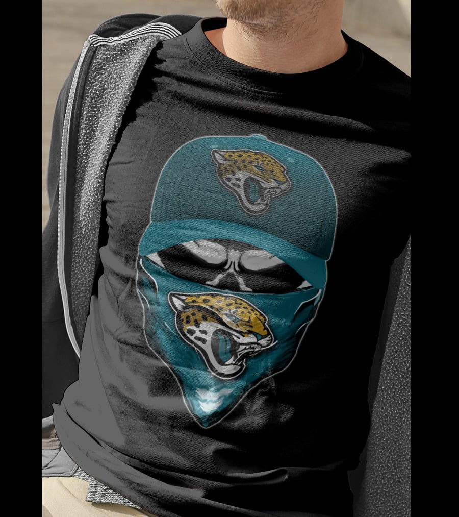Skull With Jacksonville Jaguars Logo And Bandana T-Shirt